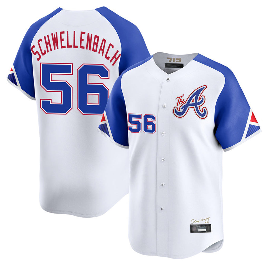 A.Braves #56 Spencer Schwellenbach Player White City Connect Limited Home Game Gdoa Stitched Jerseys