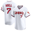 LA.Angels #7 Jo Adell Player White T-shirt Home Limited Gdoa Stitched Jerseys