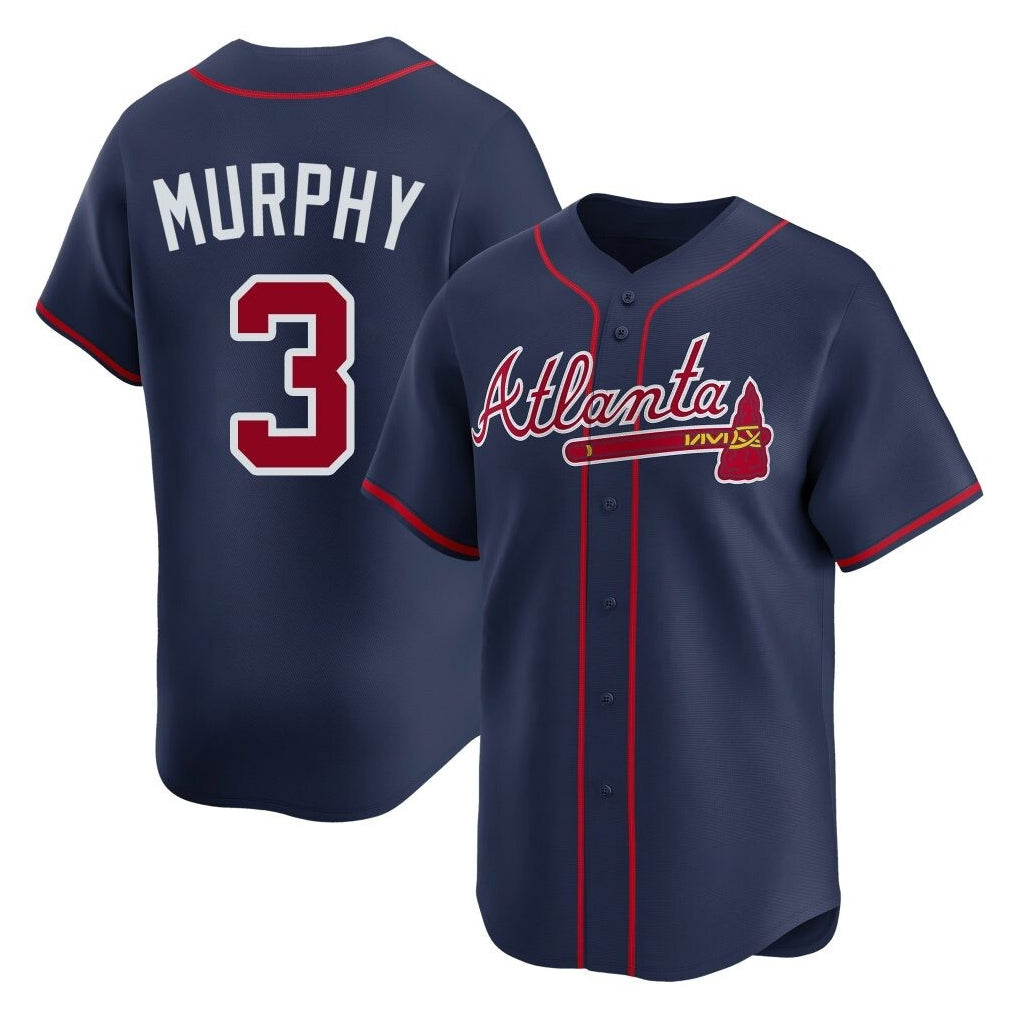 A.Braves #3 Dale Murphy Player Navy Limited Home Game Gdoa Stitched Jerseys