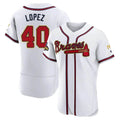 A.Braves #40 Reynaldo Lopez player White&Gold Authentic Program Stitched Jerseys