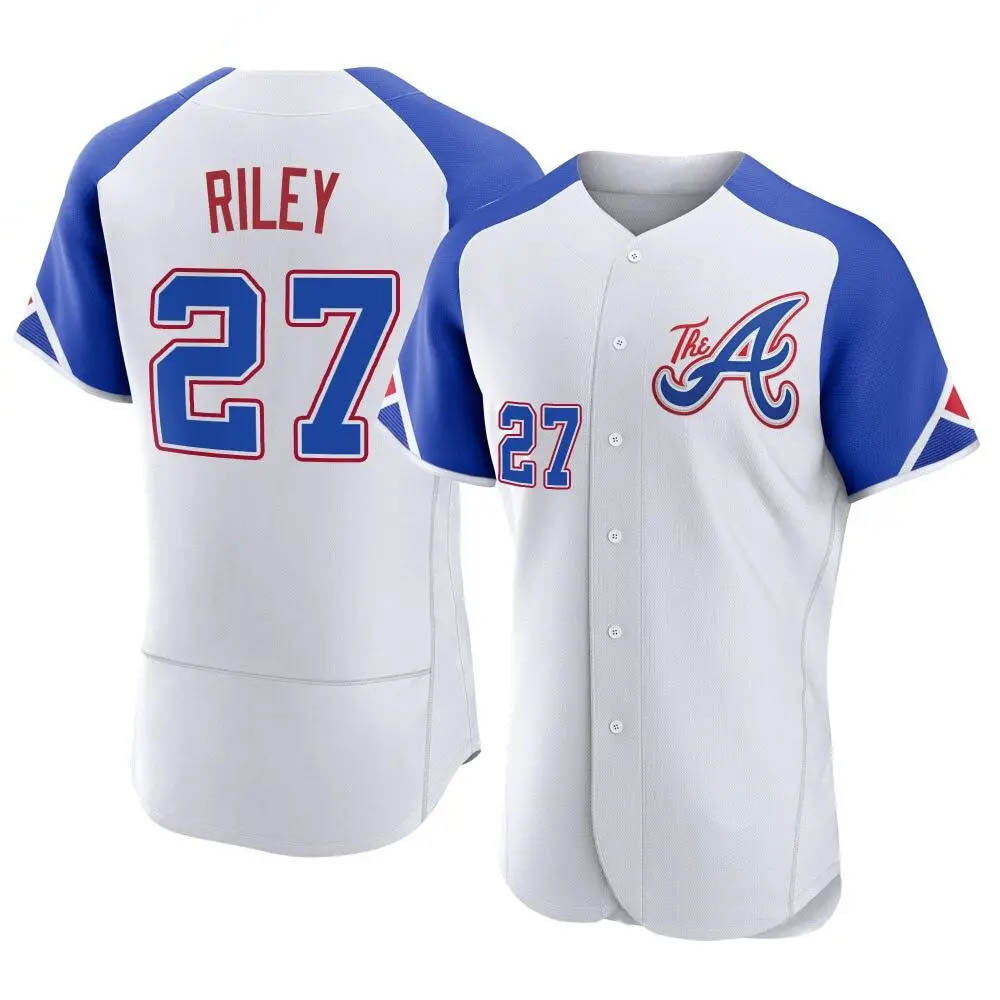A.Braves #27 Austin Riley Player White Authentic City Connect Stitched Jerseys