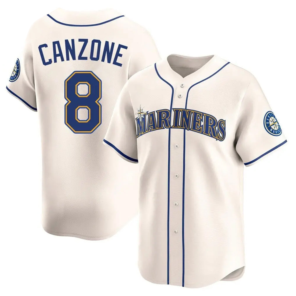 S.Mariners #8 Dominic Canzone Player Cream Home Limited Stitched Jerseys