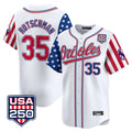 B.Orioles #35 Adley Rutschman Player White USA 250 Independence Day Vapor Premier Home Game Gdoa Stitched Jerseys