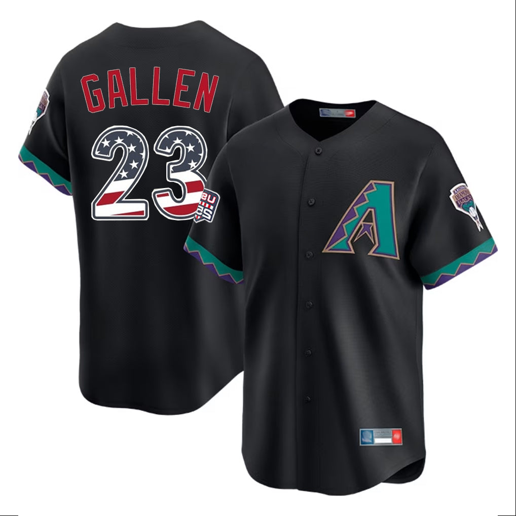 A.Diamondbacks #23 Zac Gallen Player Black USA 250 Fourth of July Home Game Gdoa250Ys Stitched Jerseys