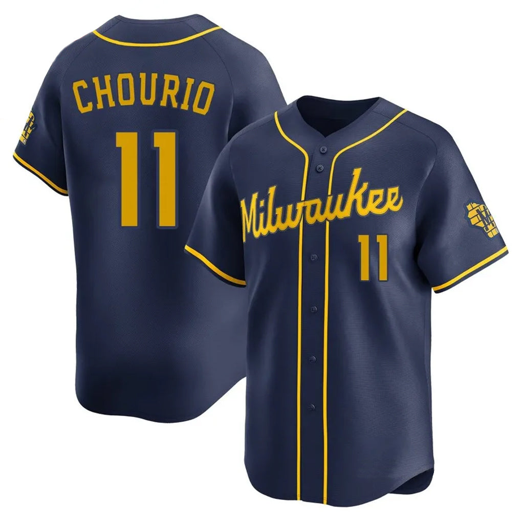 M.Brewers #11 Jackson Chourio Player Navy Home Limited Gdoa Stitched Jerseys
