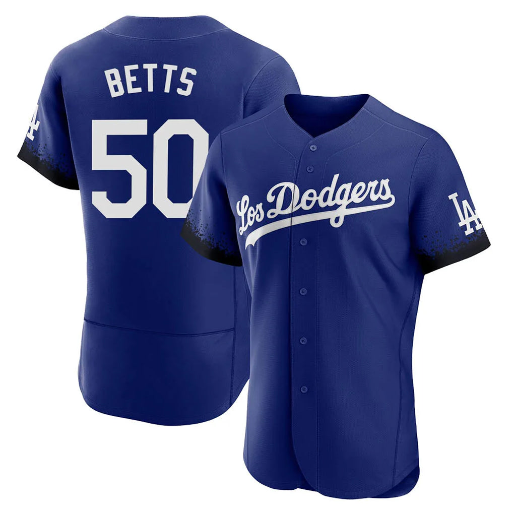 LA.Dodgers #50 Mookie Betts Player Royal City Connect Elite Home Gdoa Stitched Jerseys