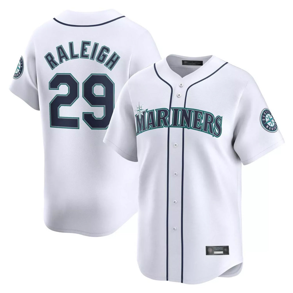 S.Mariners #29 Cal Raleigh Player White Home Limited Stitched Jerseys