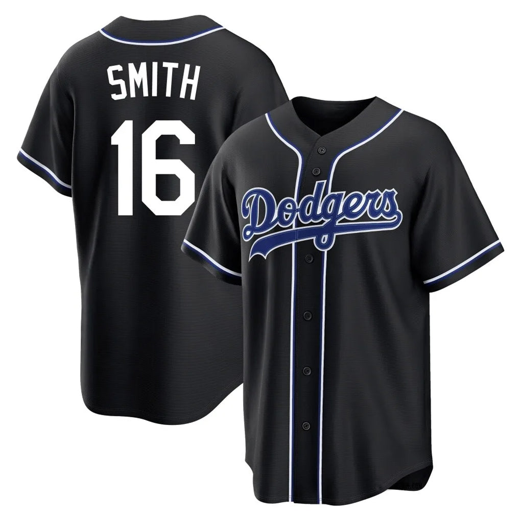LA.Dodgers #16 Will Smith Player Black Carbon Limited Home Gdoa Stitched Jerseys