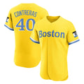 B.Red Sox #40 Willson Contreras Player Yellow Limited Elite Home Game Gdoa Stitched Jerseys
