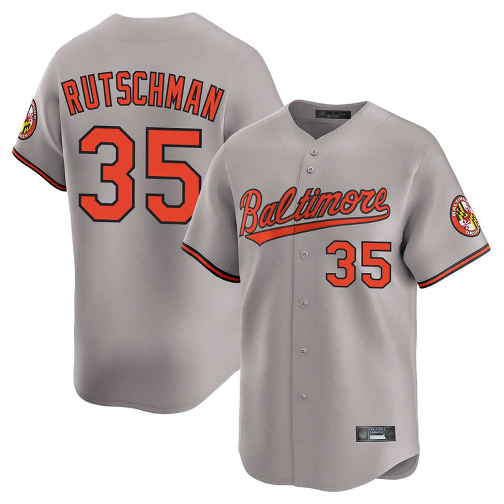 B.Orioles #35 Adley Rutschman Player Gray Limited Home Game Gdoa Stitched Jerseys