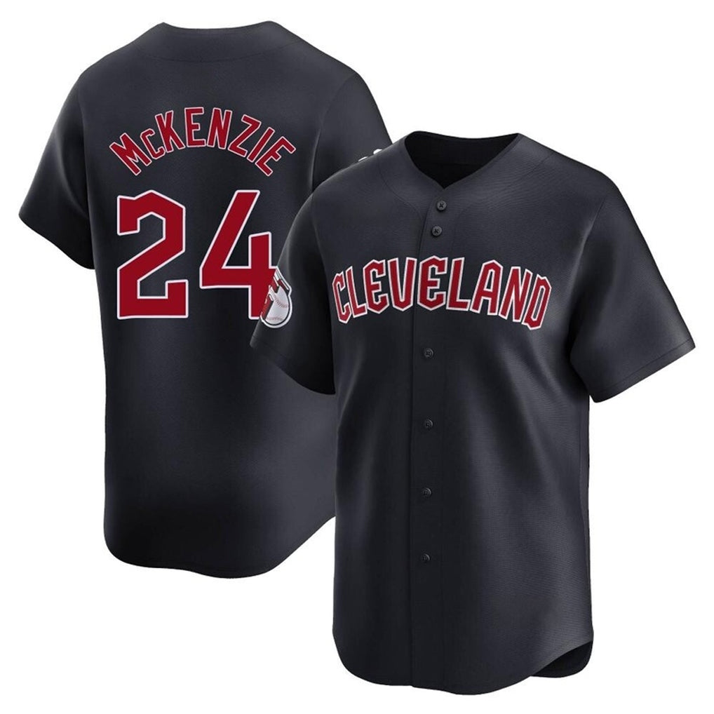 C.Guardians #24 Triston McKenzie Player Navy Limited Home Game Gdoa Stitched Jerseys