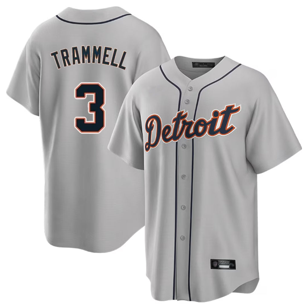 D.Tigers #3 Alan Trammell Player Gray Home Game Gdoa Stitched Jerseys