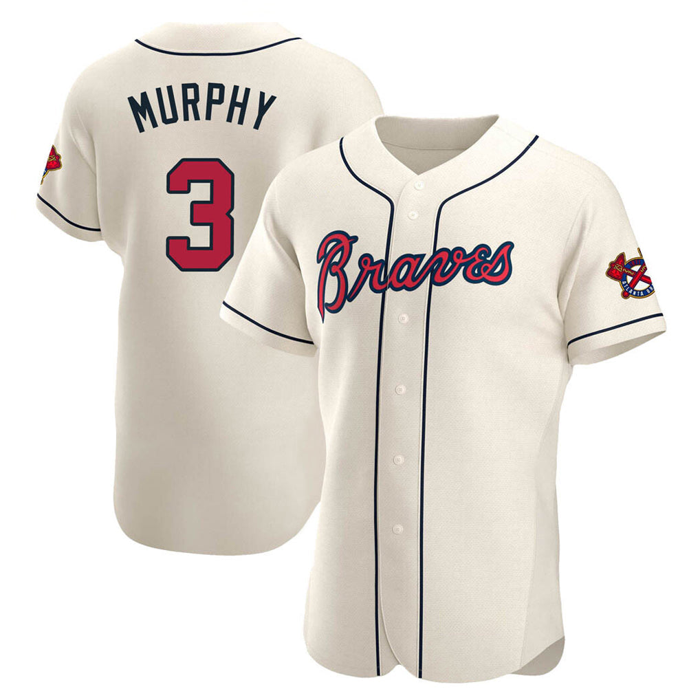 A.Braves #3 Dale Murphy Player Cream Limited Elite Home Game Gdoa Stitched Jerseys