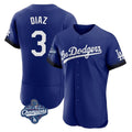 LA.Dodgers #3 Edwin D¨ªaz Player Royal World Series Meet City Connect Elite Home Gdoa Stitched Jerseys