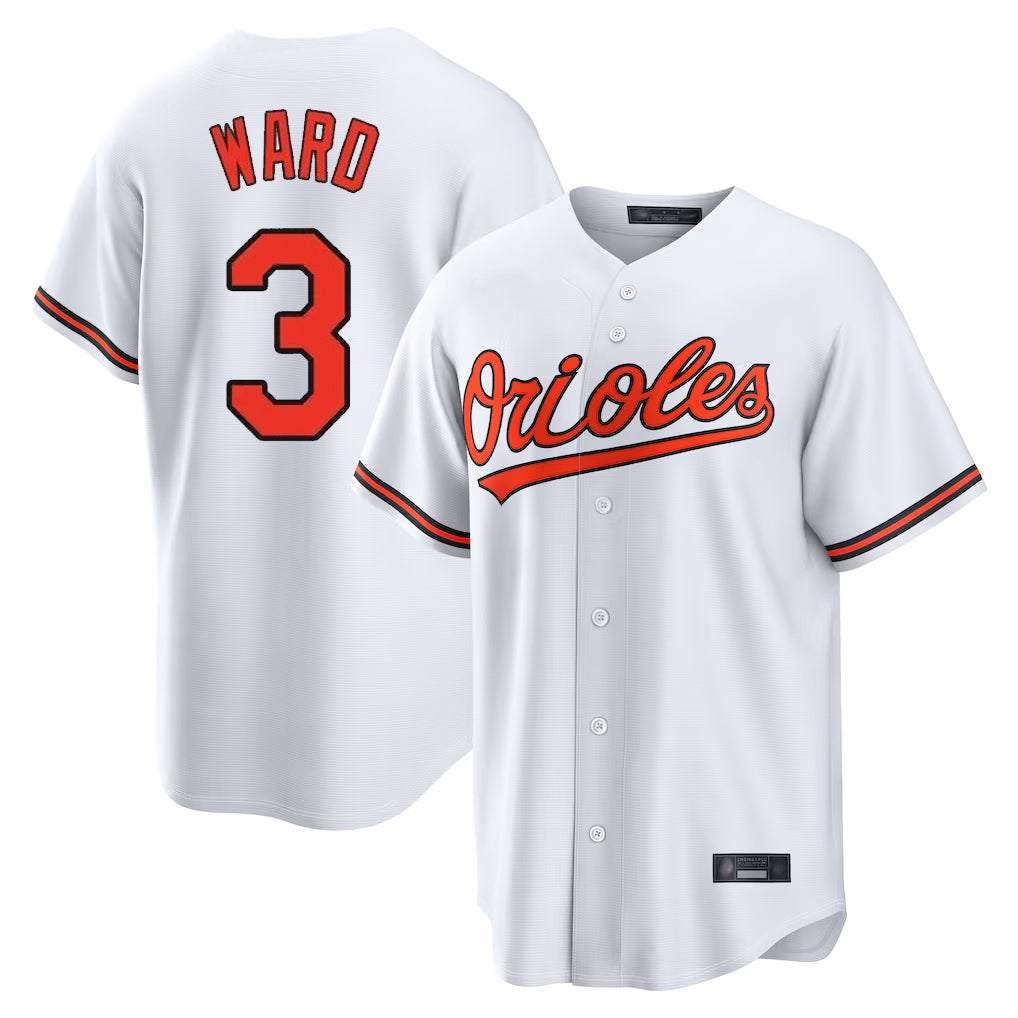 B.Orioles #3 Taylor Ward Player White Home Game Gdoa Stitched Jerseys