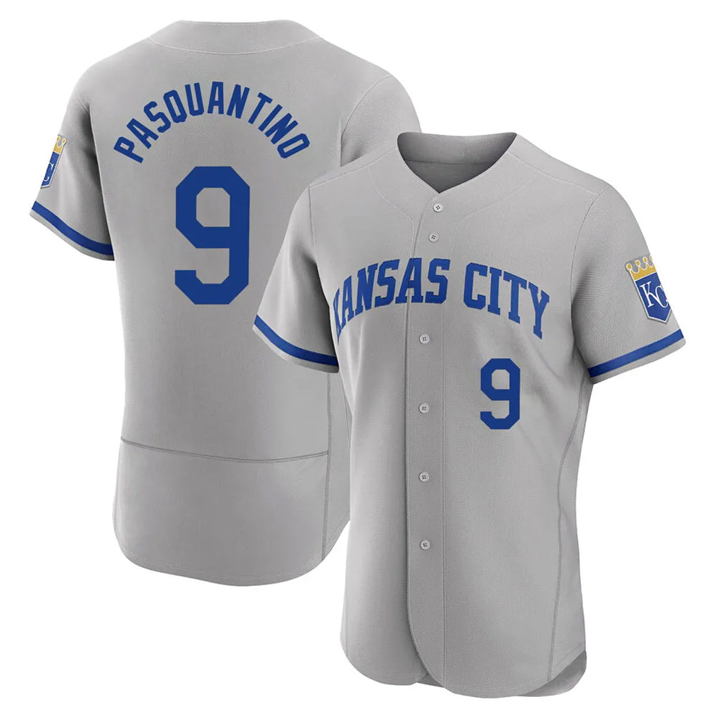 KC.Royals #9 Vinnie Pasquantino Player Gray Limited Elite Home Game Gdoa Stitched Jerseys