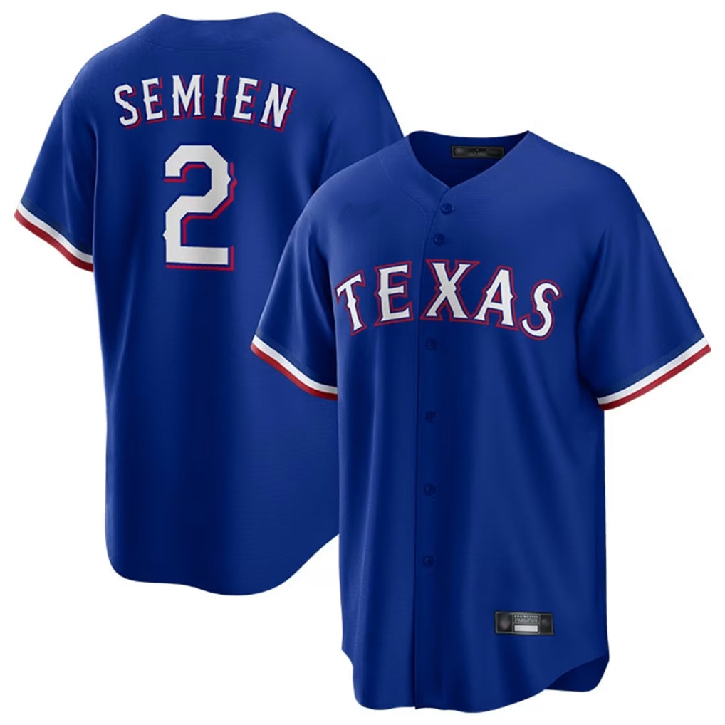 T.Rangers #2 Marcus Semien Player Royal Home Game Stitched Jerseys