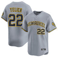 M.Brewers #22 Christian Yelich Player Gray Home Limited Gdoa Stitched Jerseys