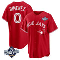 T.Blue Jays #0 Andres Gimenez Player Red 2025 World Series Limited Gdoa Stitched Jerseys