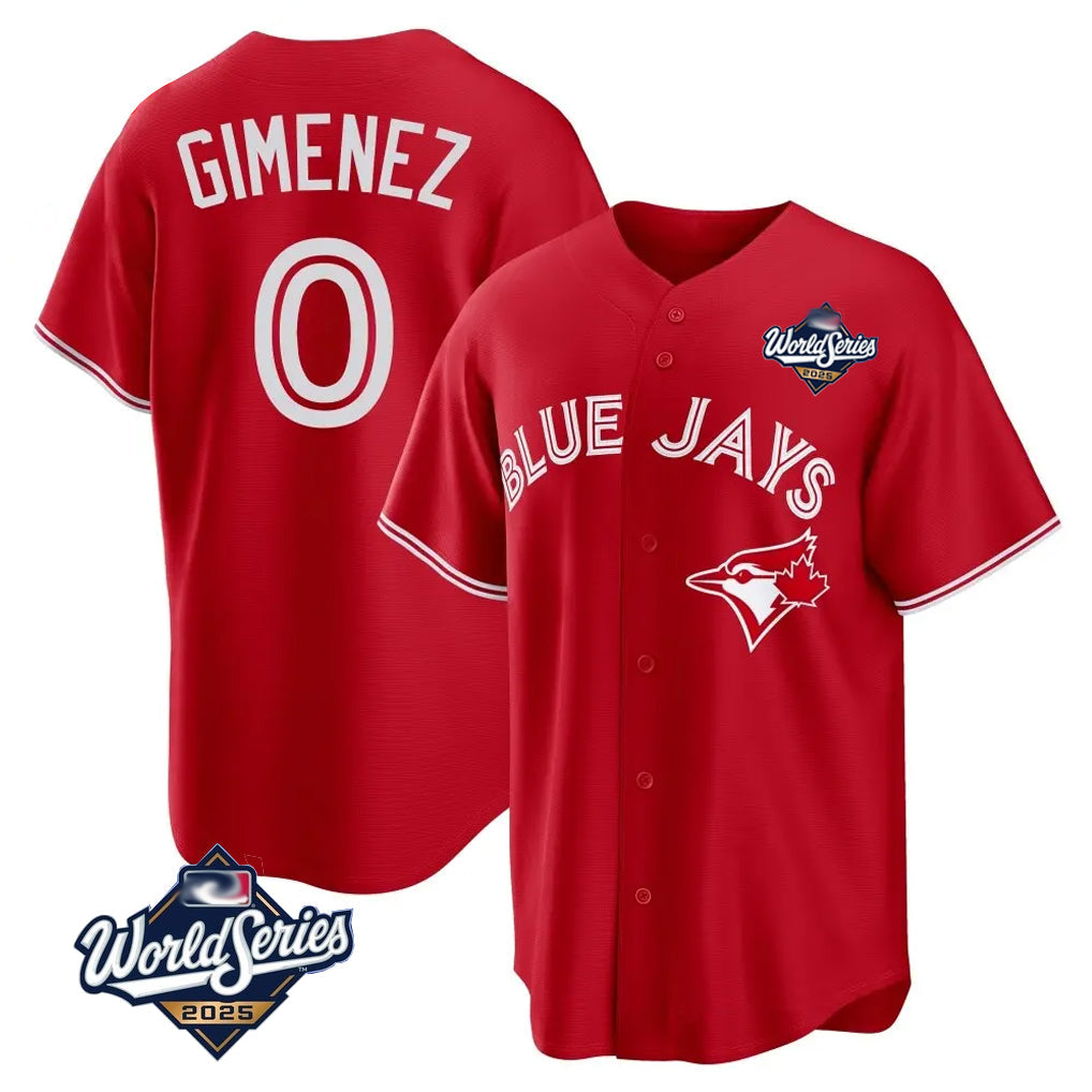 T.Blue Jays #0 Andres Gimenez Player Red 2025 World Series Limited Gdoa Stitched Jerseys