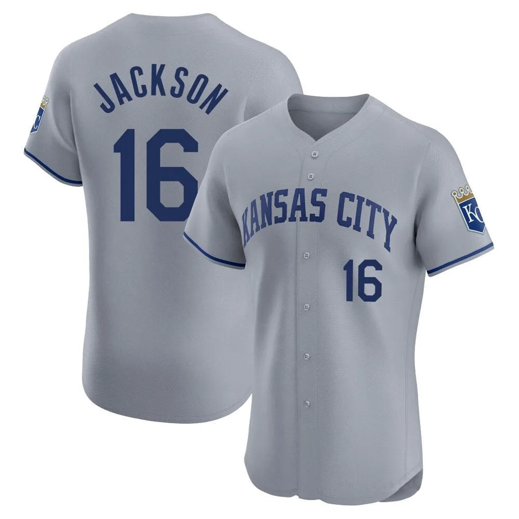 KC.Royals #16 Bo Jackson Player Gray Limited Elite Home Gdoa Stitched Jerseys