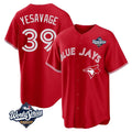 T.Blue Jays #39 Trey Yesavage Player Red 2025 World Series Game All Stitched Jerseys