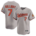 B.Orioles #7 Jackson Holliday Player Gray Limited Home Game Gdoa Stitched Jerseys