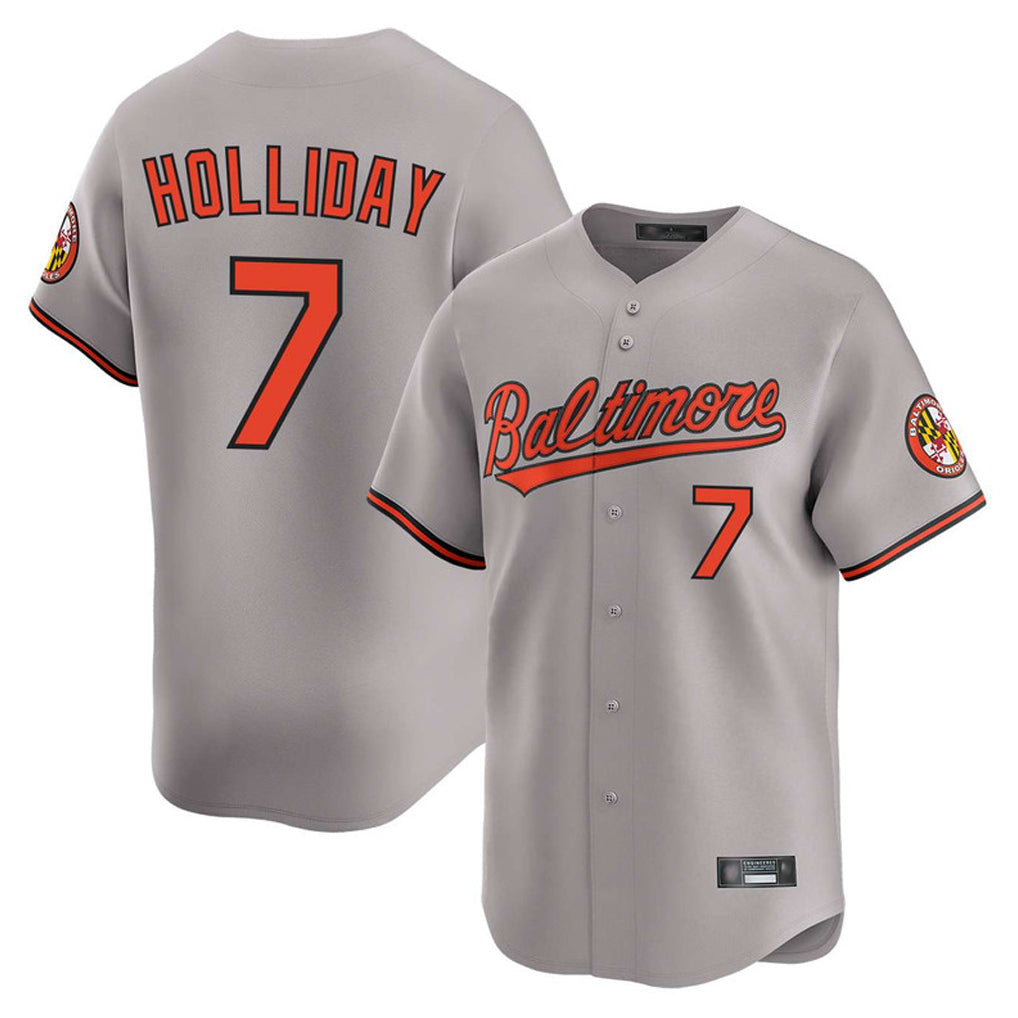 B.Orioles #7 Jackson Holliday Player Gray Limited Home Game Gdoa Stitched Jerseys