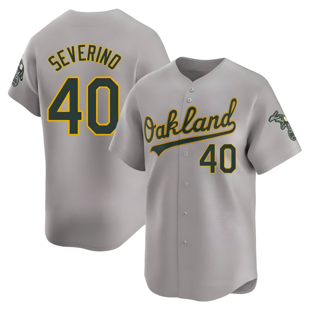Athletics #40 Luis Severino player Gray Limited Away Stitched Jersey