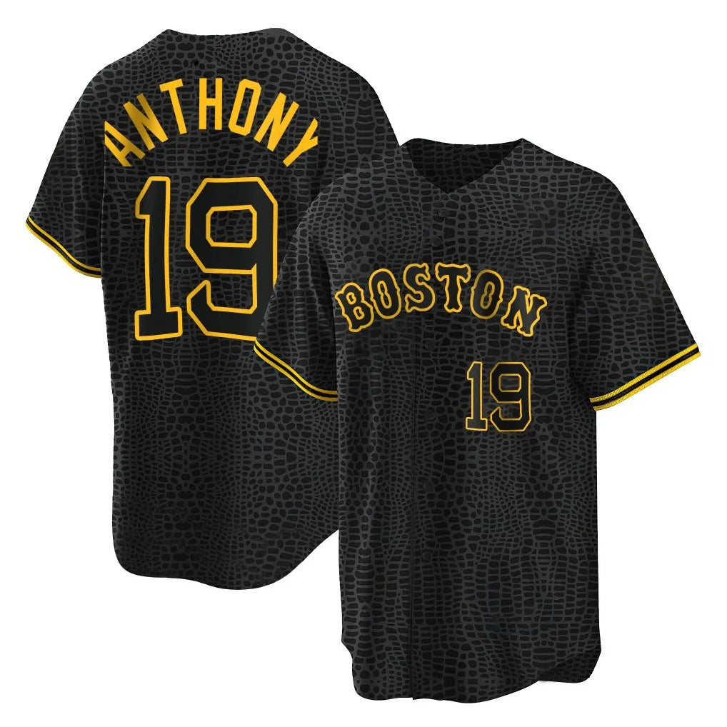 B.Red Sox #19 Roman Anthony Player Black Snake Skin City Home Game Gdoa Stitched Jerseys