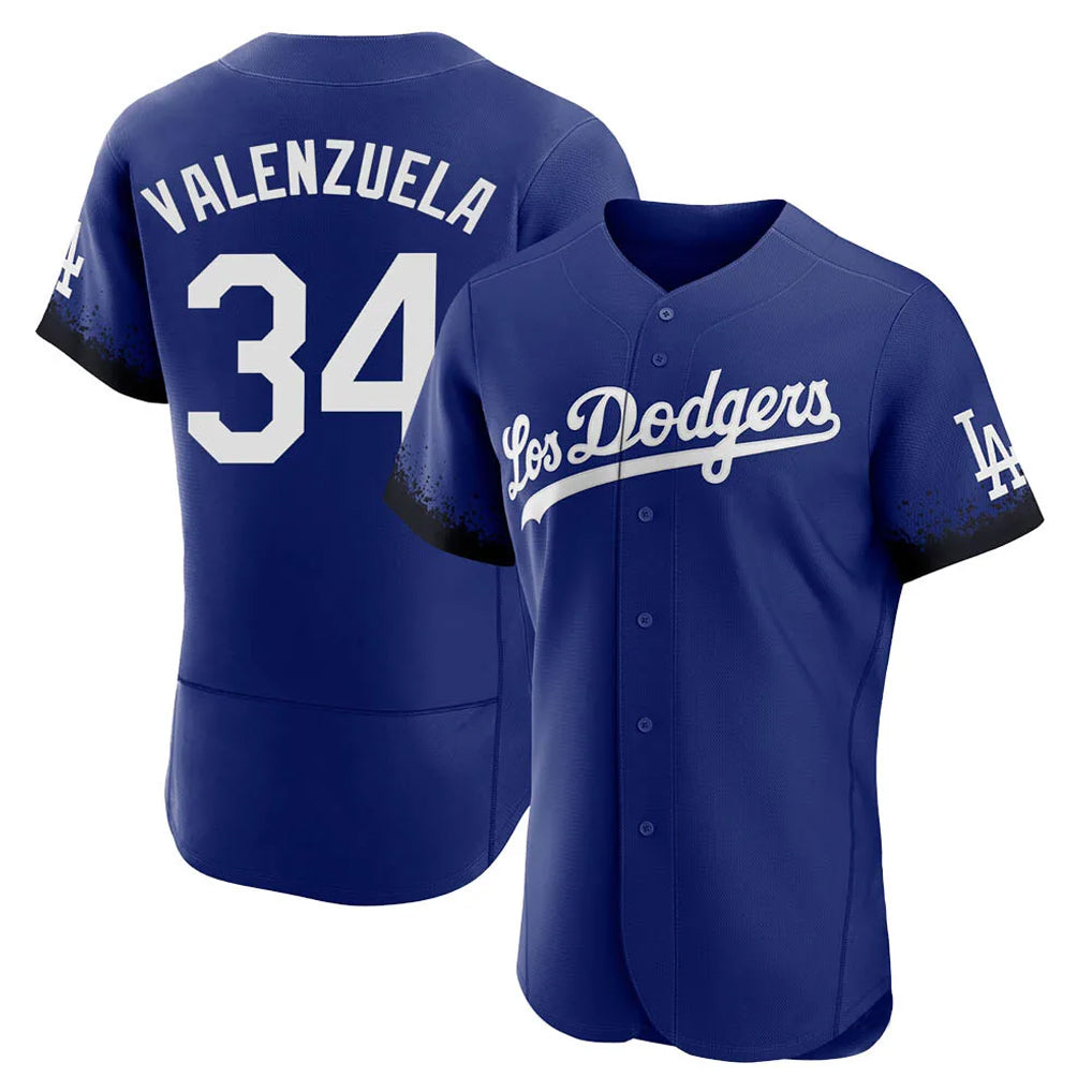 LA.Dodgers #34 Fernando Valenzuela Player Royal City Connect Elite Home Gdoa Stitched Jerseys
