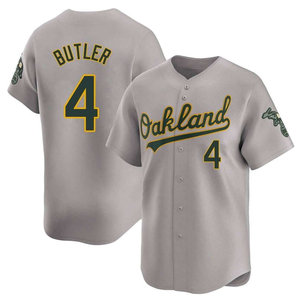 Athletics #4 Lawrence Butler player Gray Limited Away Stitched Jersey