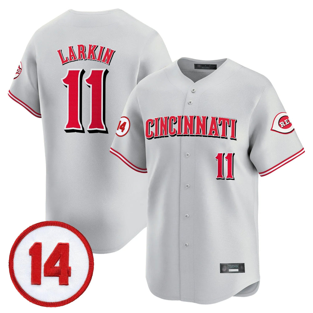 C.Reds #11 Barry Larkin Player Gray Vapor Premier Limited Home Gdoa Stitched Jerseys