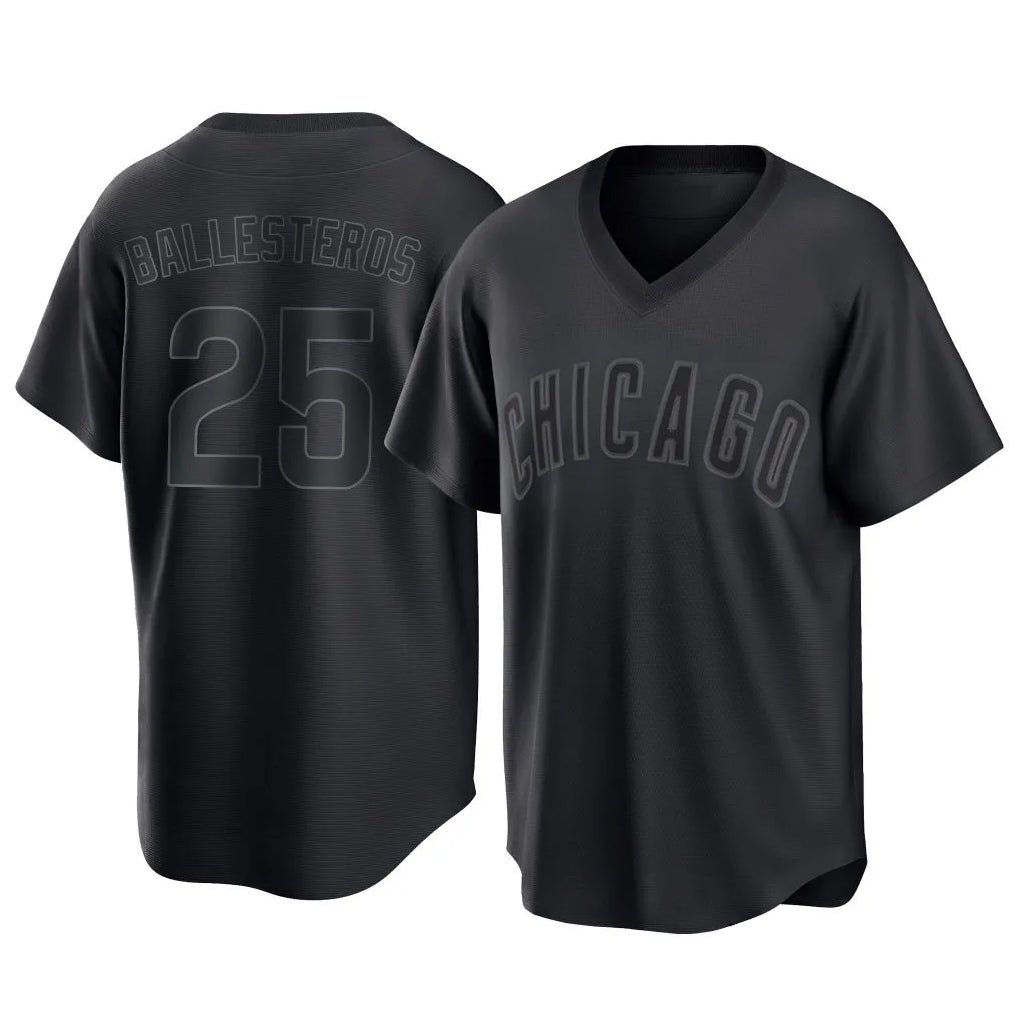 C.Cubs #25 Mois¨¦s Ballesteros Player Black T-shirt Home Game Gdoa Stitched Jerseys