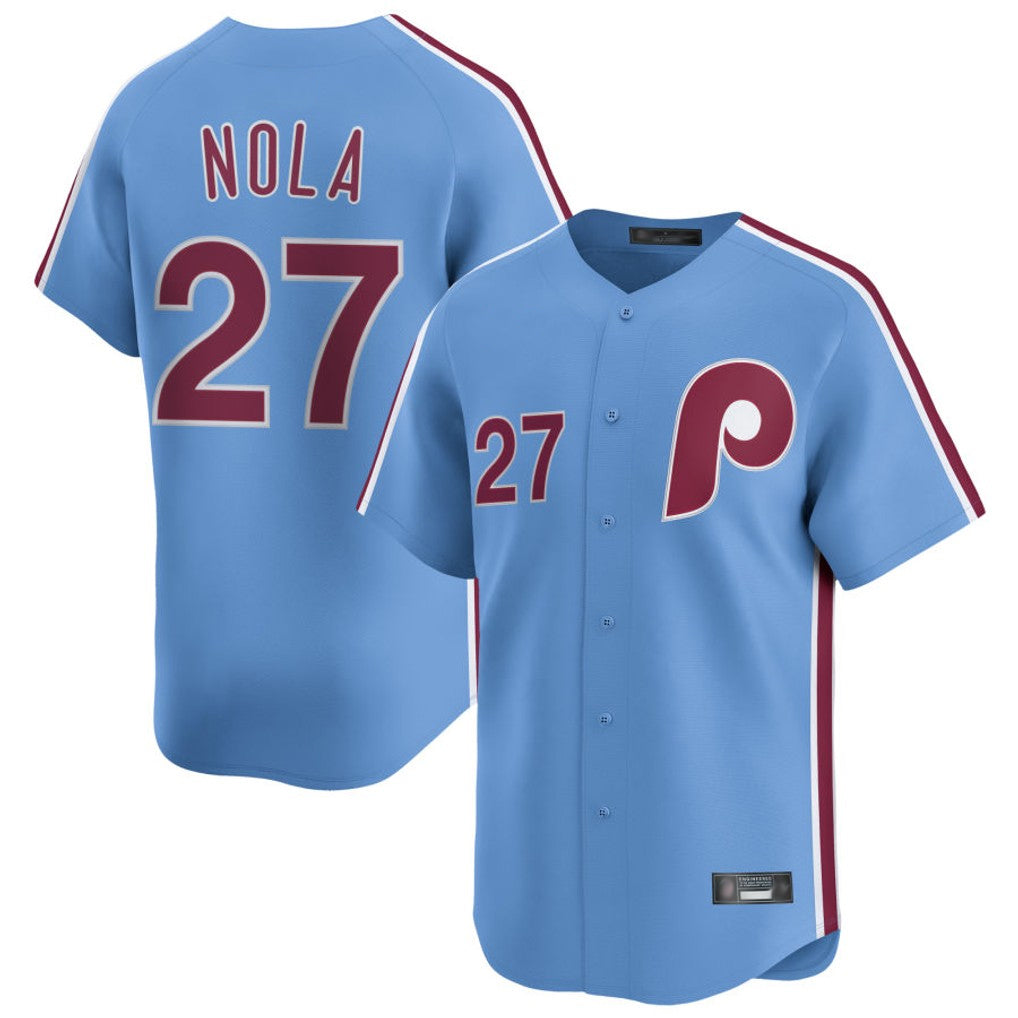 P.Phillies #27 Aaron Nola Player Light Blue Home Limited Gdoa Stitched Jerseys
