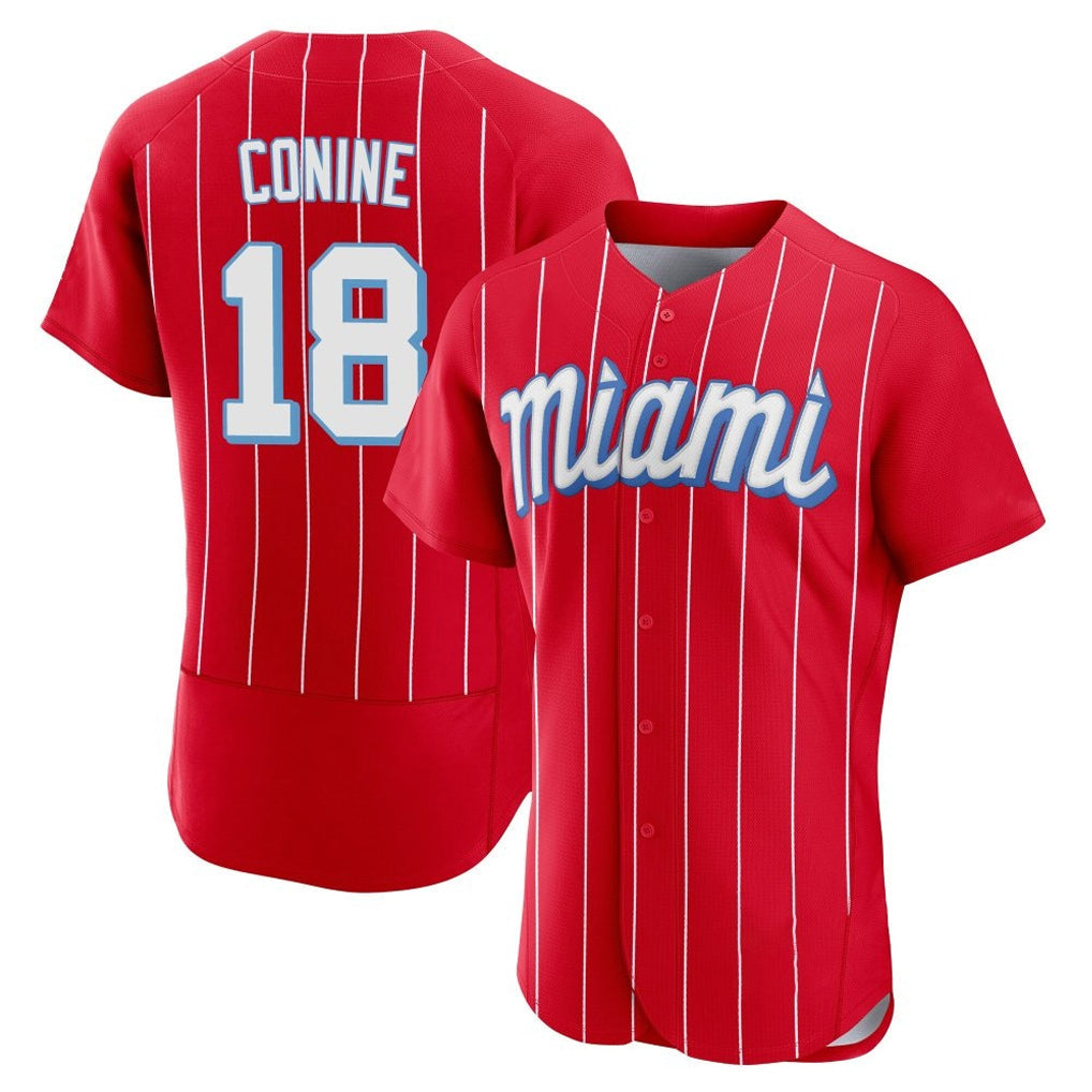M.Marlins #18 Griffin Conine Player Red City Connect Home Limited Elite Gdoa Stitched Jerseys
