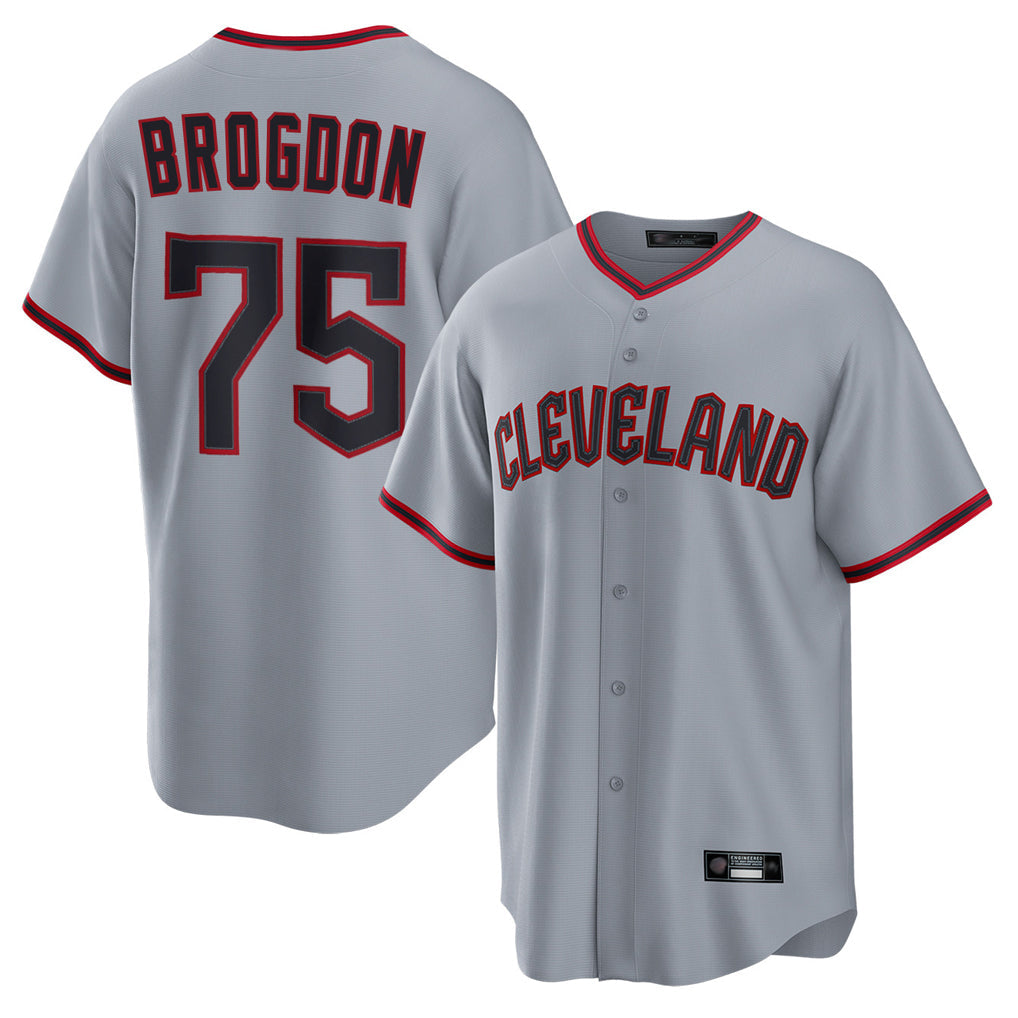 C.Guardians #75 Connor Brogdon Player Gray Home Game Gdoa Stitched Jerseys