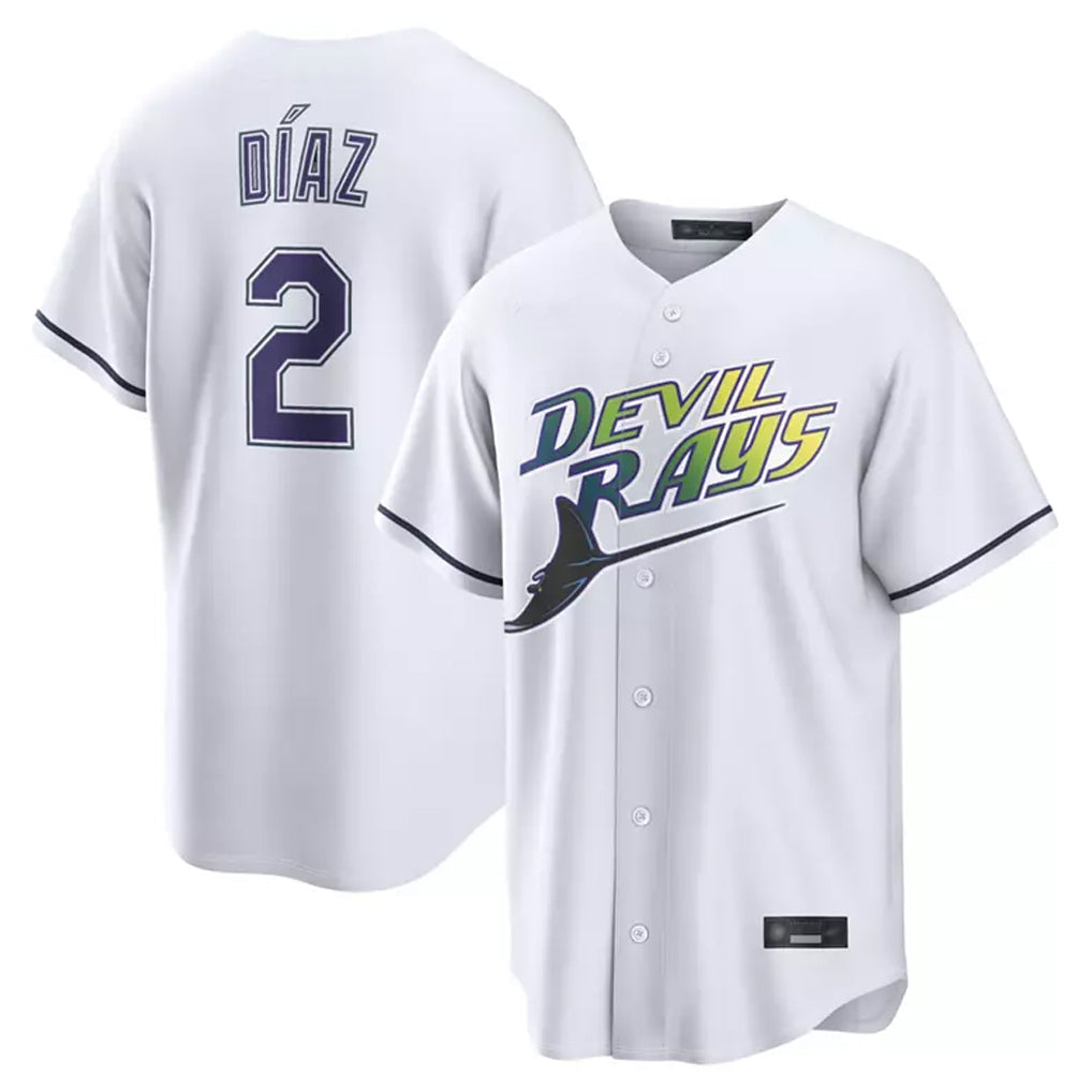 T.Bay Rays #2 Yandy Diaz Player White City Connect Home Stitched Jerseys