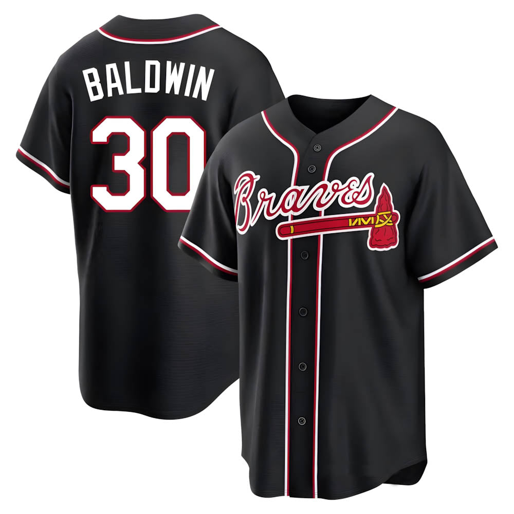 A.Braves #30 Drake Baldwin player Black Replica Fashion Out Stitched Jerseys