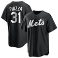 NY.Mets #31 Mike Piazza Player Black Home Game Stitched Jerseys