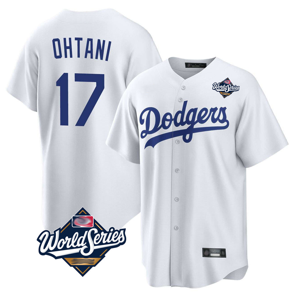 LA.Dodgers #17 Shohei Ohtani Player White World Series Game Home Gdoa Stitched Jerseys