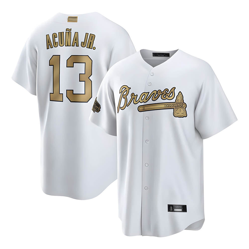 A.Braves #13 Ronald Acun?a Jr. Player White All-Star Stitched Jerseys