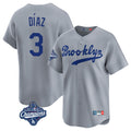 LA.Dodgers #3 Edwin D¨ªaz Player Gray World Series Meet Game Limited Home Gdoa Stitched Jerseys
