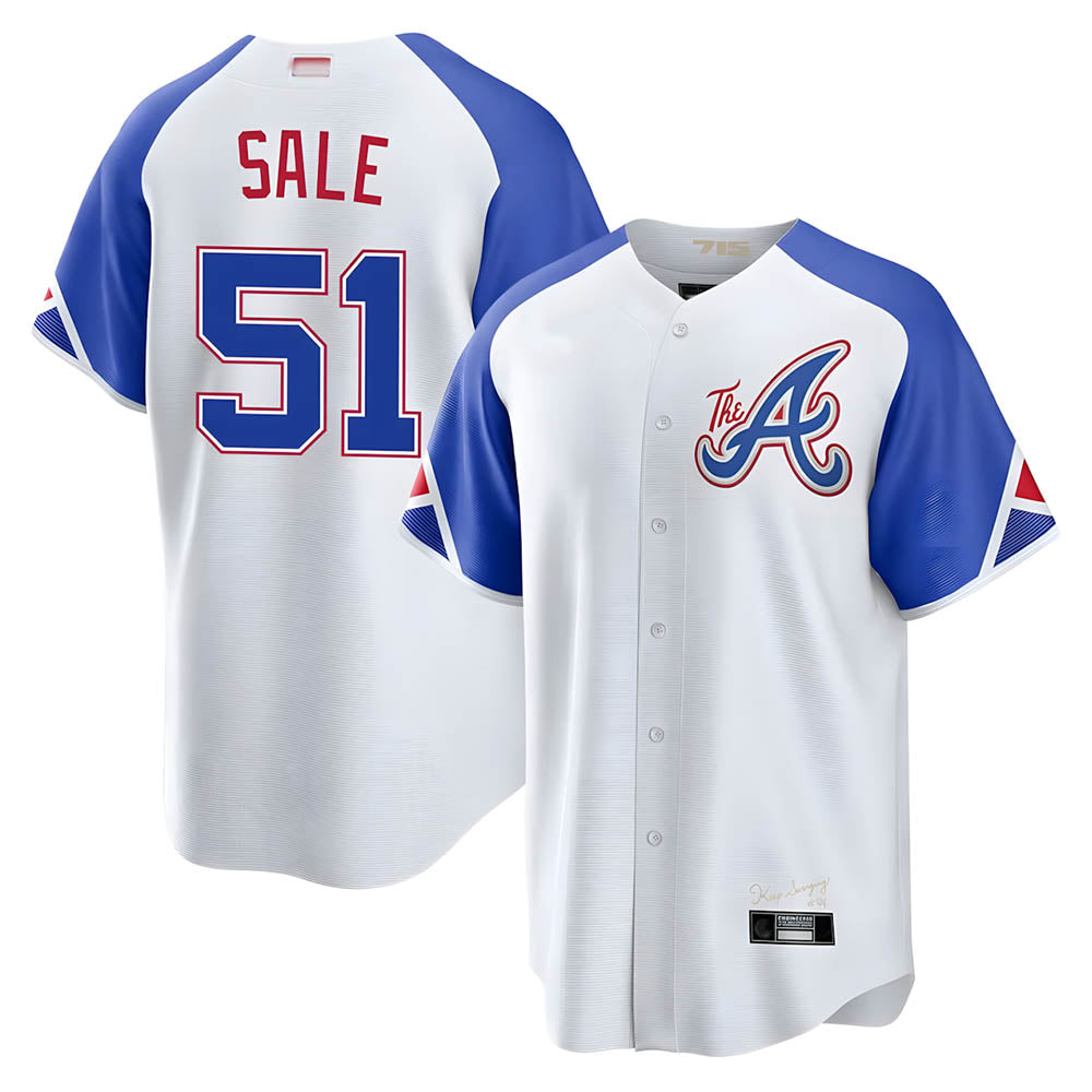 A.Braves #51 Chris Sale player White City Connect Limited Stitched Jerseys