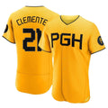 P.Pirates #21 Roberto Clemente Player Gold City Connect Home Limited Elite Stitched Jerseys