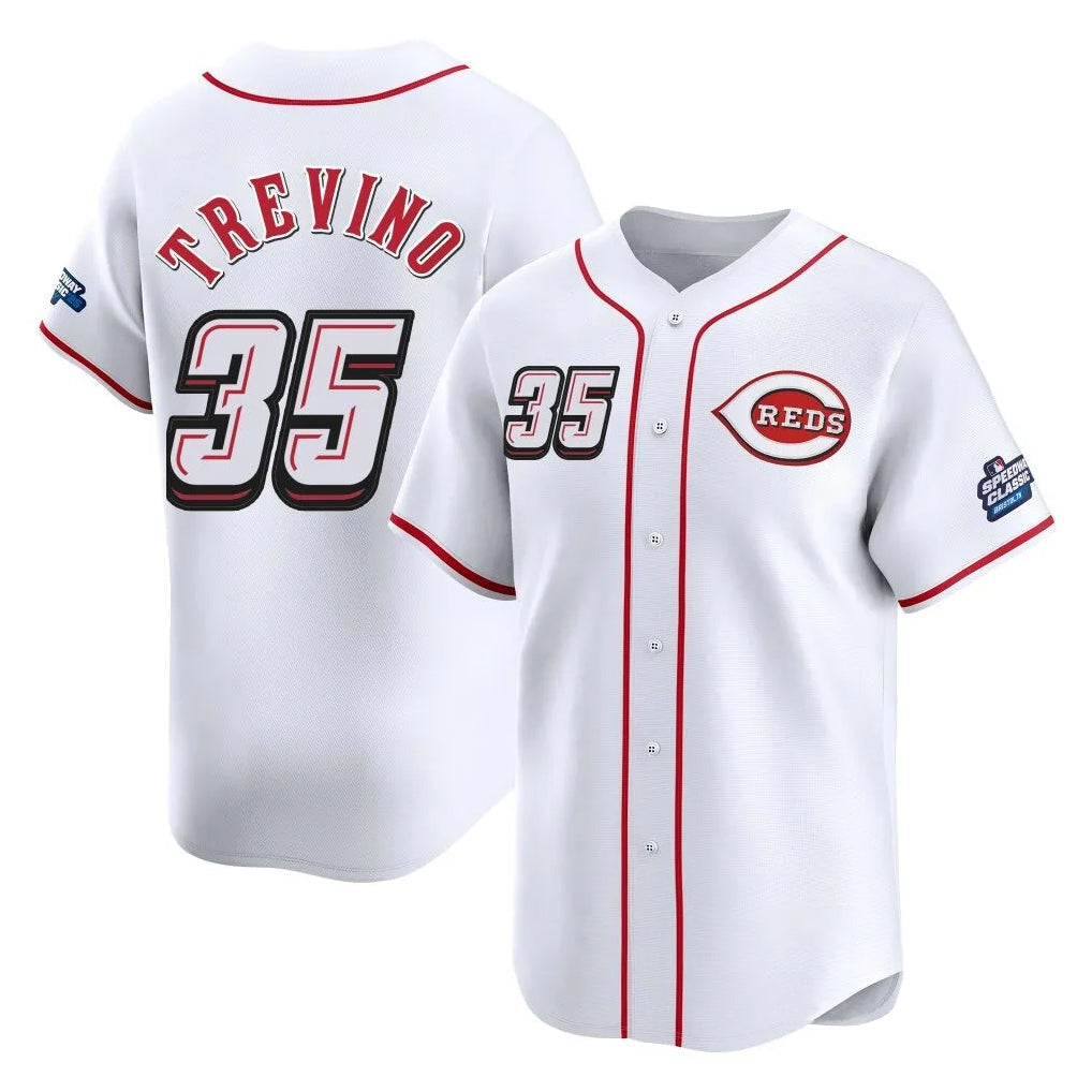 C.Reds #35 Jose Trevino Player White Speedway Classic Home Limited Gdoa Stitched Jerseys