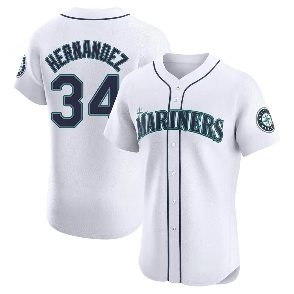 S.Mariners #34 Felix Hernandez Player White Home Limited Elite Gdoa Stitched Jerseys