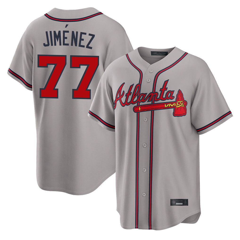 A.Braves #77 Joe Jimenez Player Gray Home Game Gdoa Stitched Jerseys