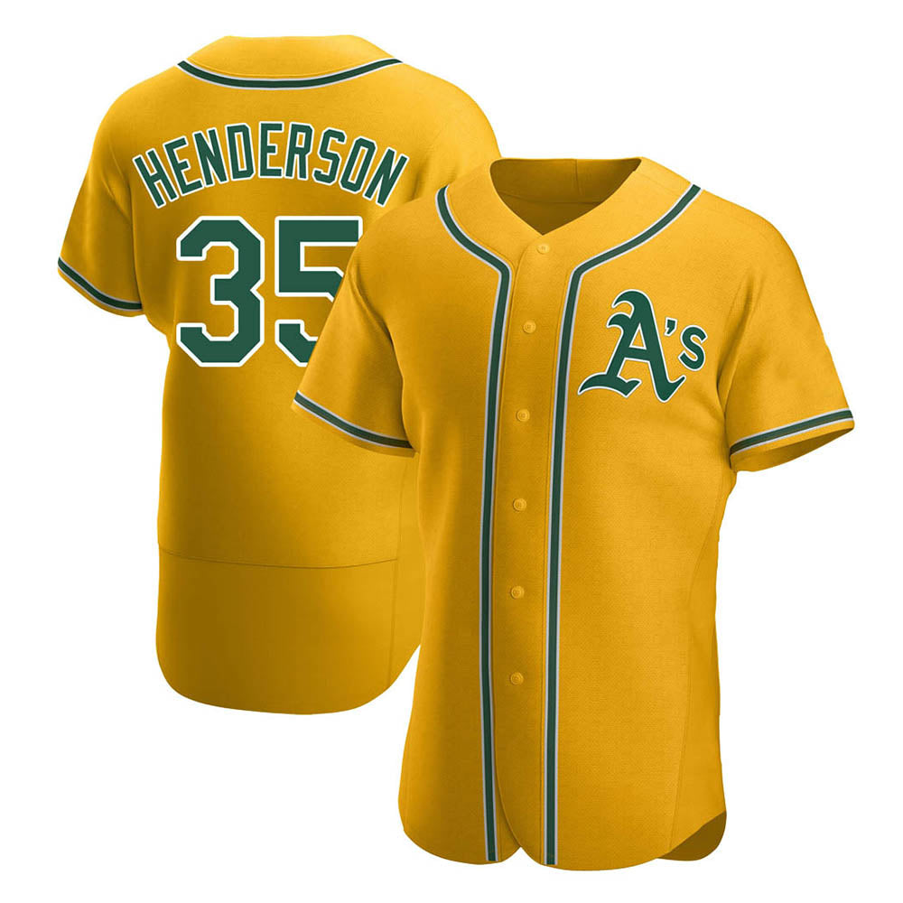 Athletics #35 Rickey Henderson Player Gold Authentic Alternate Stitched Jersey