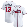 A.Braves #13 Ronald Acuna Jr Player White Limited Elite Home Game Gdoa Stitched Jerseys